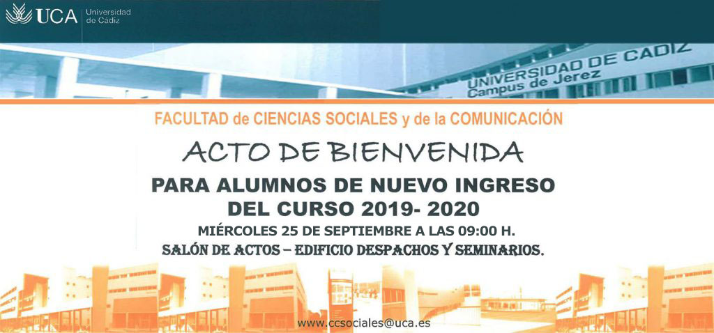 Acto de Bienvenida al Alumnado de Nuevo Ingreso 2019/2020 y Comienzo de las Clases del Curso 2019/2020 – 25 de septiembre de 2019