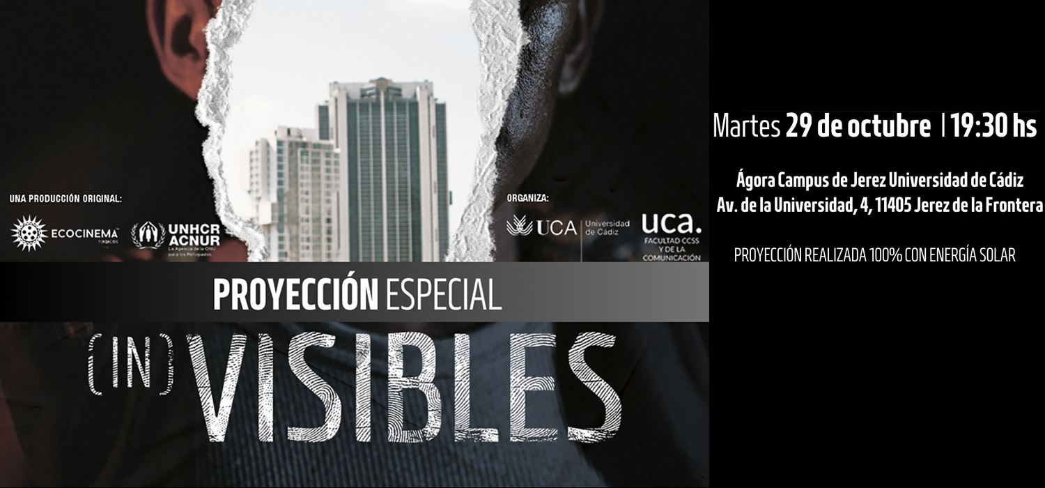 Proyección de “(In) Visibles” en pantalla gigante al aire libre en las gradas del Campus